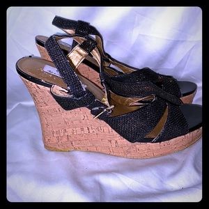Black Platform wedge sandal